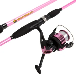 Wakeman Fishing Rod and Reel Combo - 2pc Strike Series Medium Action 78-Inch Spinning Reel Fishing Pole - Angling Gear for Bass and Trout, 6'6", Silver Metallic