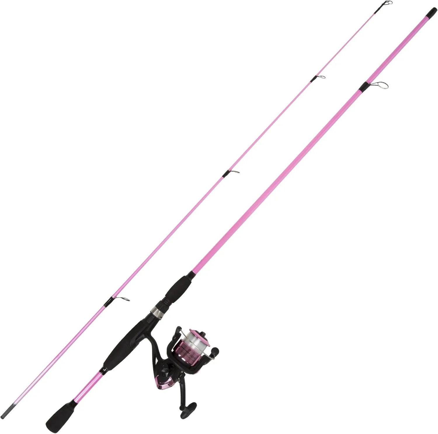 Wakeman Fishing Rod and Reel Combo - 2pc Strike Series Medium Action 78-Inch Spinning Reel Fishing Pole - Angling Gear for Bass and Trout, 6'6", Silver Metallic