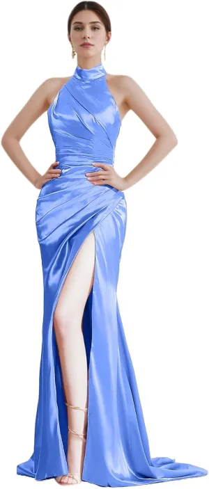 Wedding Guest Dresses for Women Formal Dresses 2024 Trendy Floor Length Sleeveless Satin Holiday Cocktail Dresses