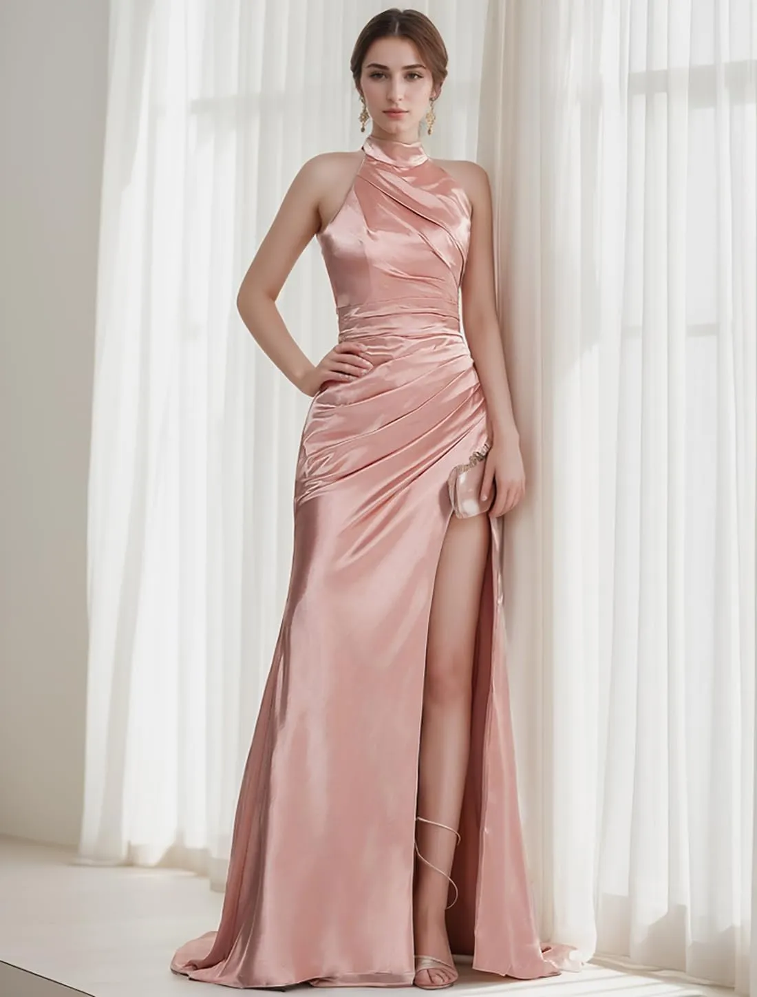 Wedding Guest Dresses for Women Formal Dresses 2024 Trendy Floor Length Sleeveless Satin Holiday Cocktail Dresses