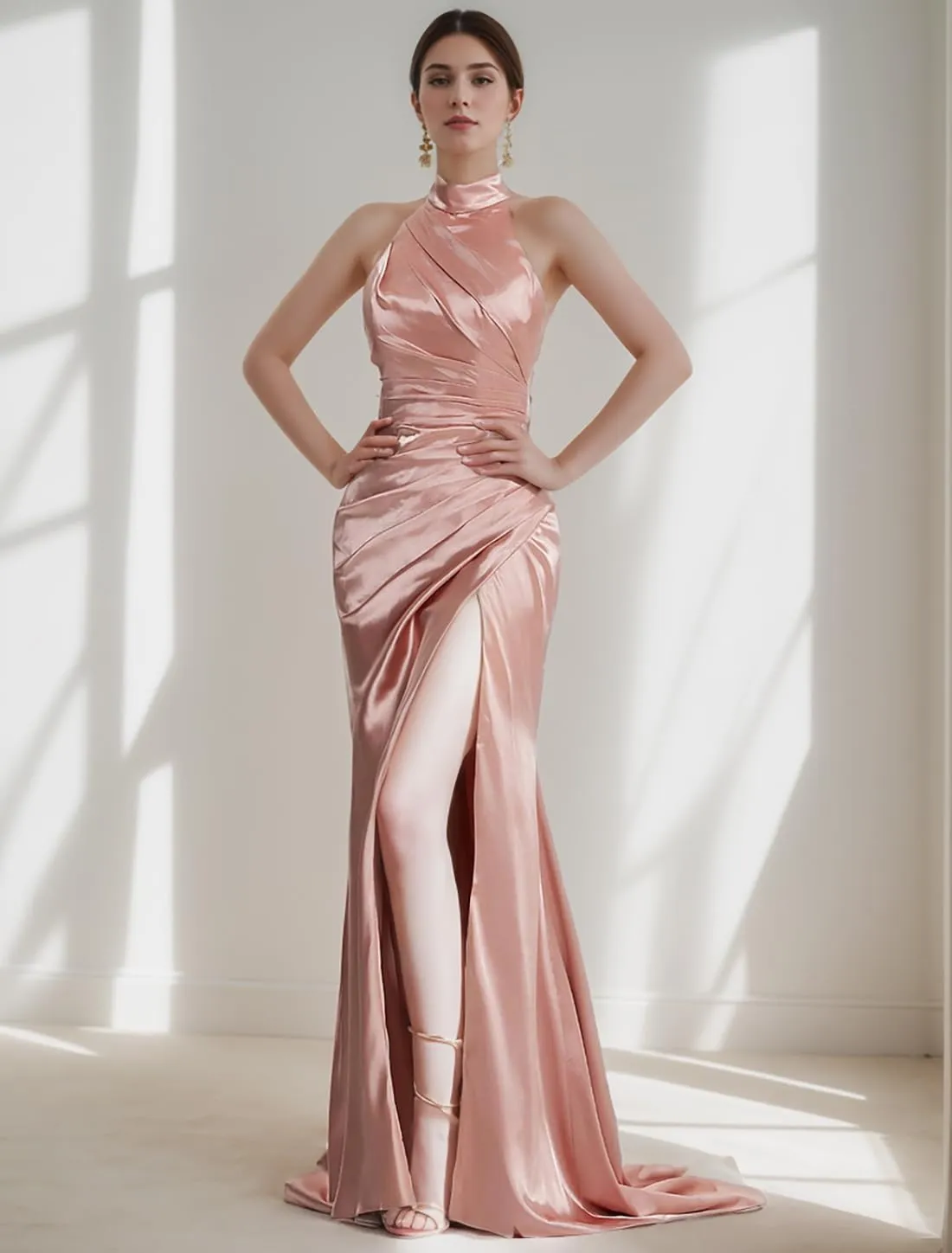 Wedding Guest Dresses for Women Formal Dresses 2024 Trendy Floor Length Sleeveless Satin Holiday Cocktail Dresses