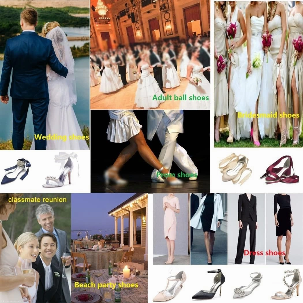 Wedding Shoes for Bride Satin Women Closed Toe Ballet Flats Evening Bridal Party Dress Flats Ankle Strap Buckle,Navy,9 US