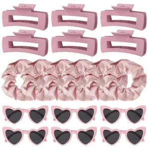 Whaline 18Pcs Rose Pink Bridesmaid Proposal Gift Set Maid Matron of Honor Gift Hair Claw Clips Scrunchies Sunglasses for Wedding Bridal Shower Bachelorette Party Favors Supplies