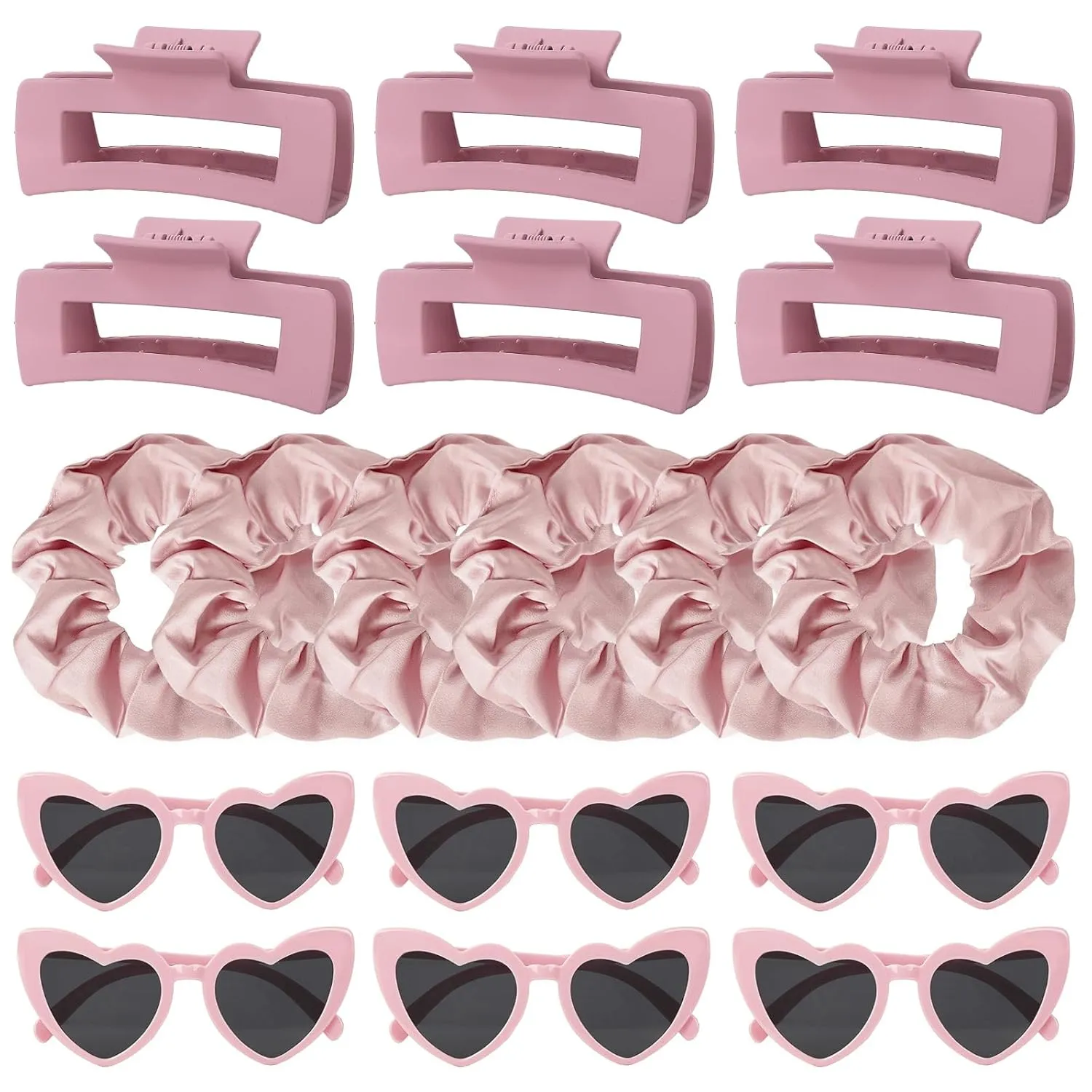 Whaline 18Pcs Rose Pink Bridesmaid Proposal Gift Set Maid Matron of Honor Gift Hair Claw Clips Scrunchies Sunglasses for Wedding Bridal Shower Bachelorette Party Favors Supplies