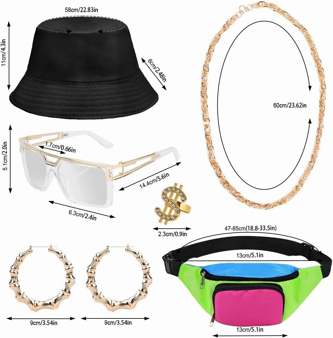 WILDPARTY 80s 90s Outfit for Women Baseball Jersey Shirt Shorts Fanny Pack Retro Party Costume Repper Accessories