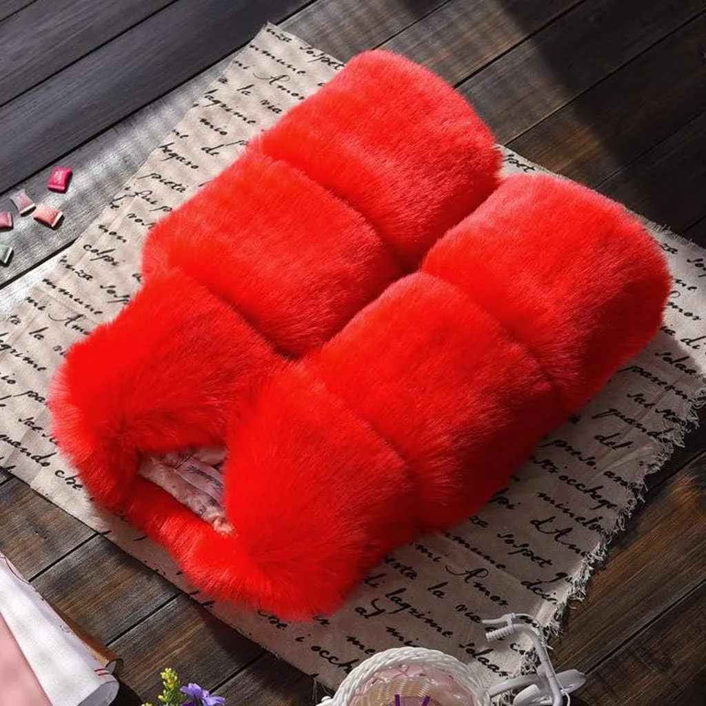 Winter Coats for Toddler Baby Girls Faux Fur Vest Winter Warm Coat Jacket Cute Thick Furry Kids Vest Dress Coat