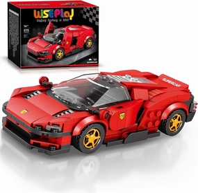 WISEPLAY Red Supercar Building Block Set, Red Sports Car Model Kit with Gold Wheels, 275-Piece Racing Model for Kids, Fun & Educational, Boosts Creativity & Skills, Great Gift for Young Builders