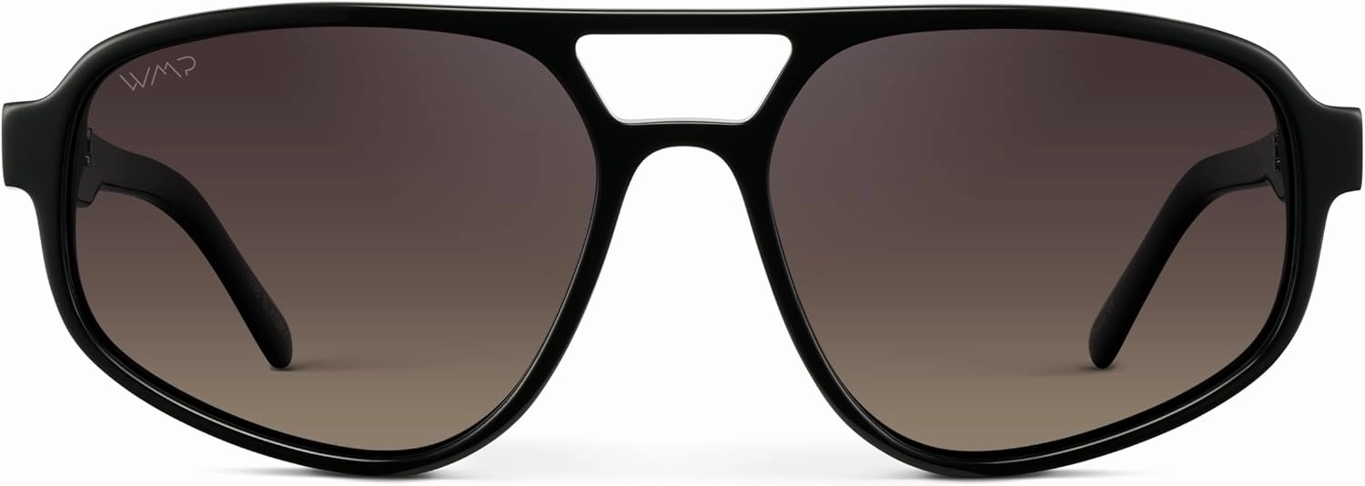 WMP Eyewear - Women’s Retro Double Bridge Aviator Sunglasses with Polarized Lenses, Lightweight Frame, & Full UV Protection