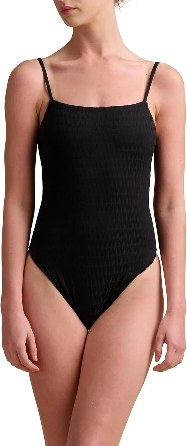 Wolford Logo Swim Beach Body for Women W Logo Shape High Cut Leg Openings Criss-Cross Back Gold Signature Beads Swimwear