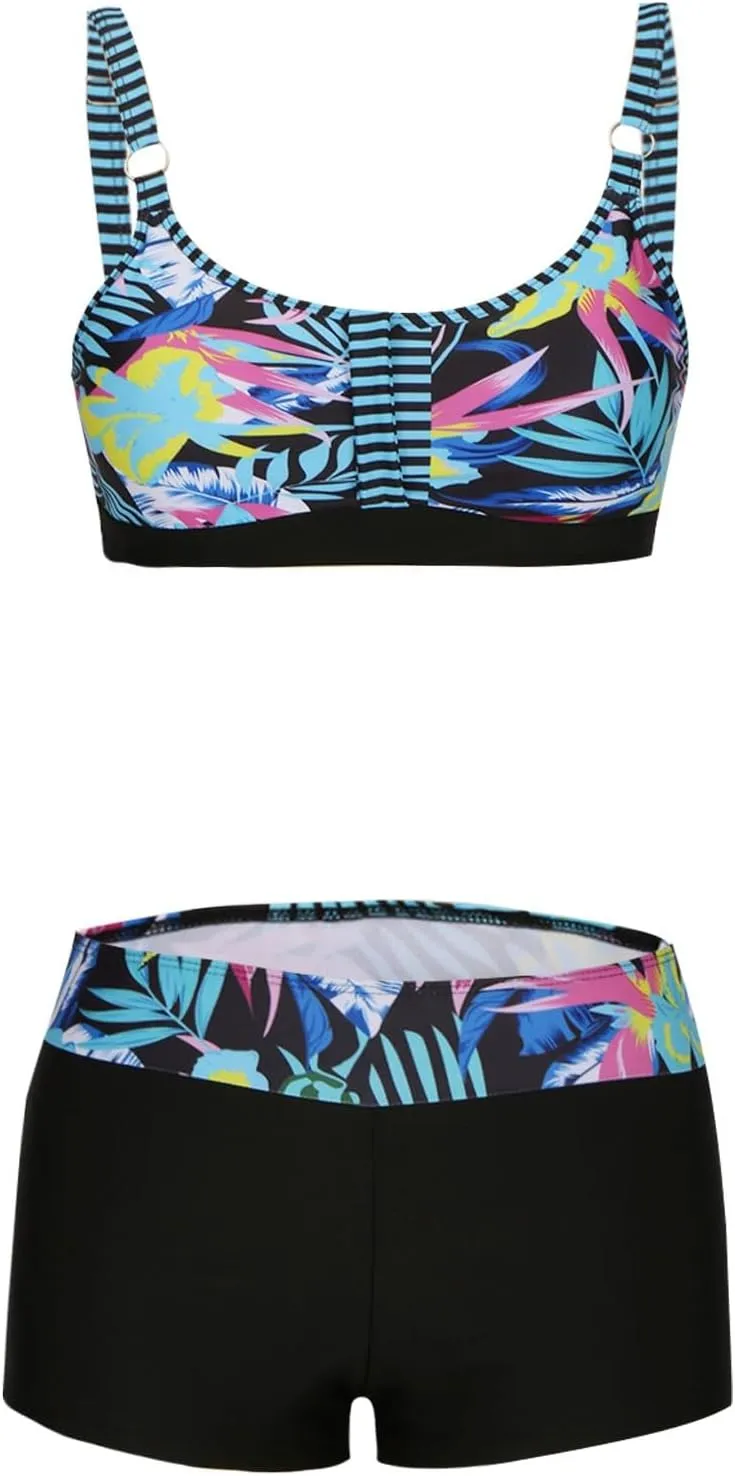 Women Bikini Sets Floral Print Strappy Back Set Two Piece Swimsuits Bathing Suits Summer Beach Swimwear