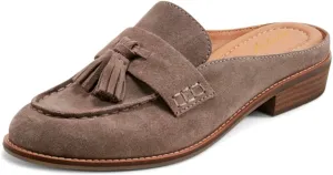 Women Flat Tassel Mules Closed Round Toe Slip On Fringe Loafers Backless 1 Inch Low Chunky Stacked Heeled Sandals Suede Metallic Slip-Ons Clogs Comfy Slide Slippers Daily Casual 4-11 M US