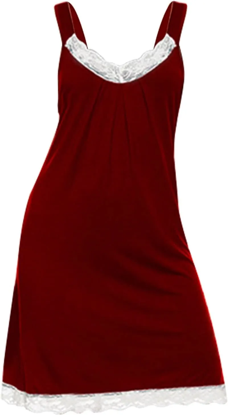 Women Long Sleeveless Nightgown Summer Full Slip Sleep Dress Soft Nightshirt Chemise Lace Slim Sleepwear Dresses