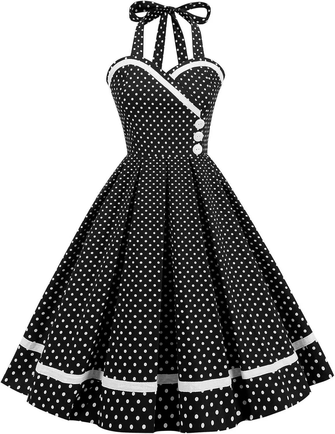 Women Vintage Dresses 1950s Retro Halter Audrey Hepburn 50's 60's Cocktail Swing Dress Sleeveless Tea Party Dress