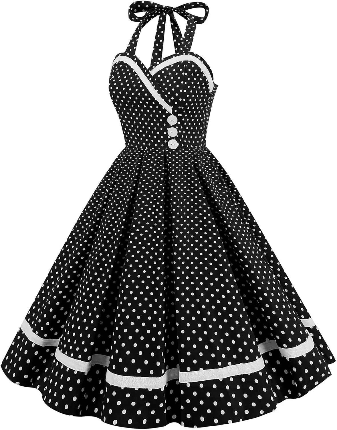 Women Vintage Dresses 1950s Retro Halter Audrey Hepburn 50's 60's Cocktail Swing Dress Sleeveless Tea Party Dress