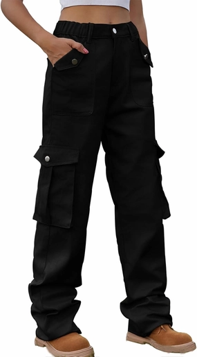 Women's High Waist Cargo Jeans Casual Baggy Wide Leg Cargo Pants Denim Jeans Y2K Streetwear Long Pant Trousers
