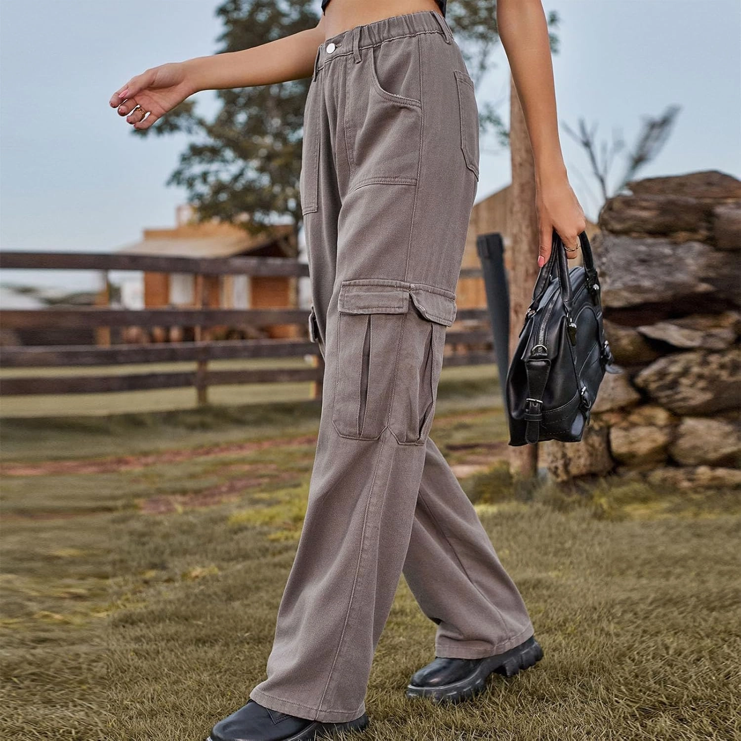 Women's High Waisted Cargo Jeans Flap Pocket Denim Cargo Pants Straight Leg Streetwear Trousers y2k Clothes