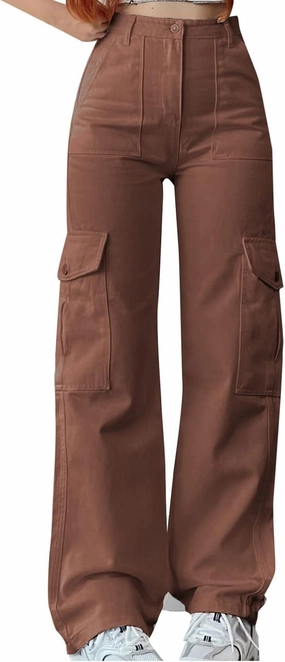 Women's High Waisted Cargo Pants Baggy High Waisted Parachute Pants with Pockets Wide Leg Y2K Streetwear Casual Pants