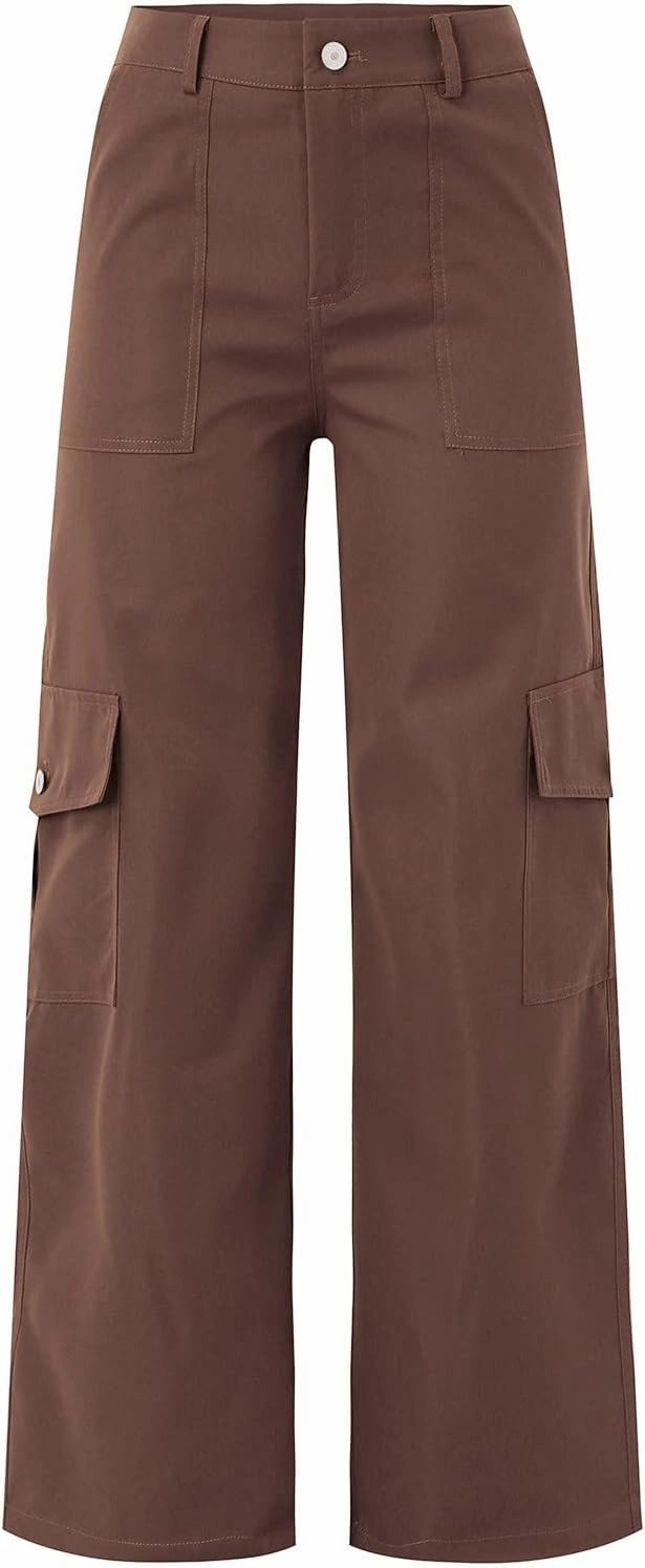 Women's High Waisted Cargo Pants Baggy High Waisted Parachute Pants with Pockets Wide Leg Y2K Streetwear Casual Pants