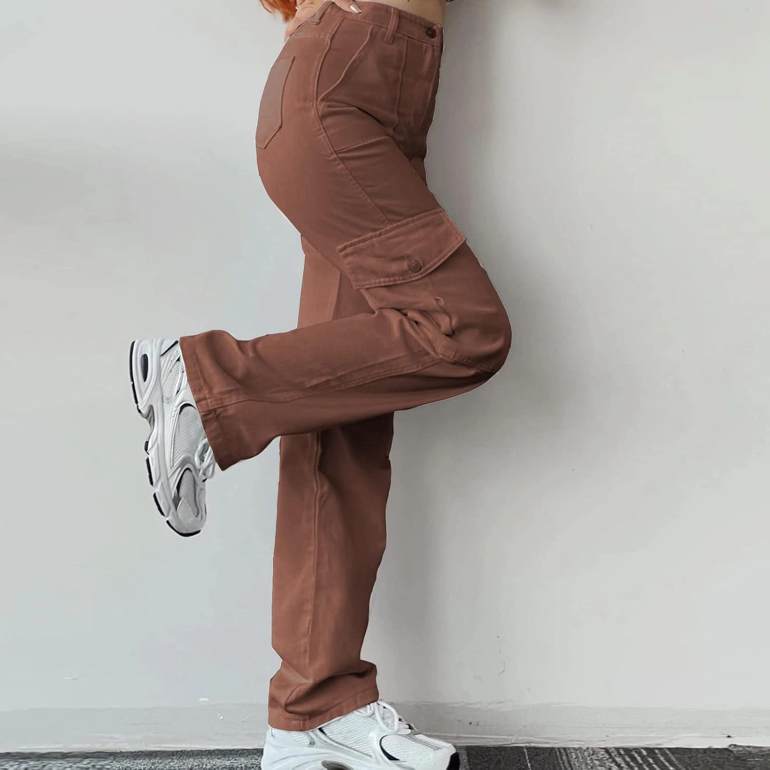 Women's High Waisted Cargo Pants Baggy High Waisted Parachute Pants with Pockets Wide Leg Y2K Streetwear Casual Pants