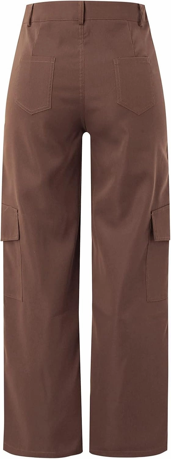 Women's High Waisted Cargo Pants Baggy High Waisted Parachute Pants with Pockets Wide Leg Y2K Streetwear Casual Pants