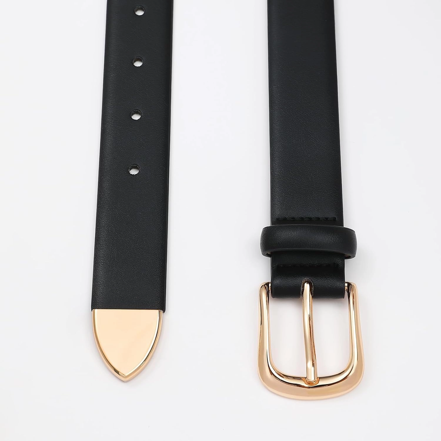 Women's Leather Belts with Gold Buckle Fashion Leather Waist Belt Elegant Ladies Belts for Jeans Dress & Casual Wear