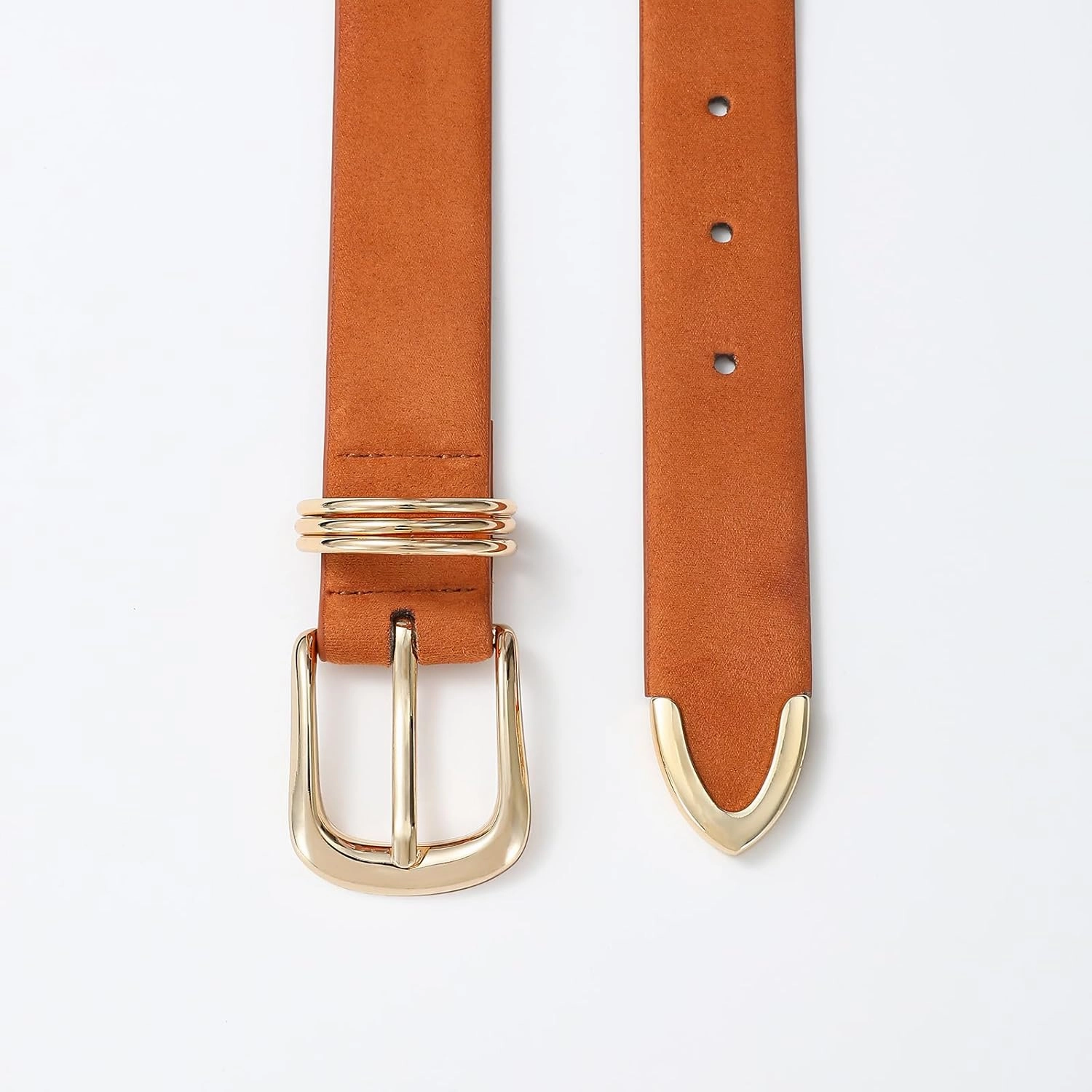 Women's Leather Belts with Gold Buckle Fashion Leather Waist Belt Elegant Ladies Belts for Jeans Dress & Casual Wear