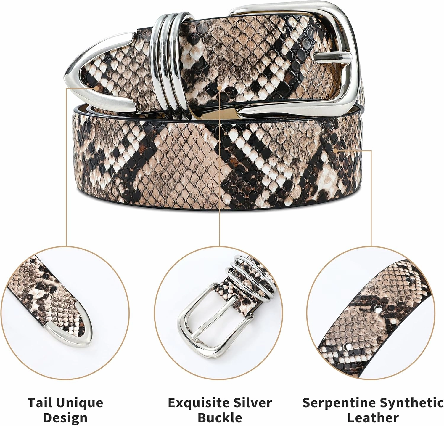 Women's Leather Belts with Gold Buckle Fashion Leather Waist Belt Elegant Ladies Belts for Jeans Dress & Casual Wear