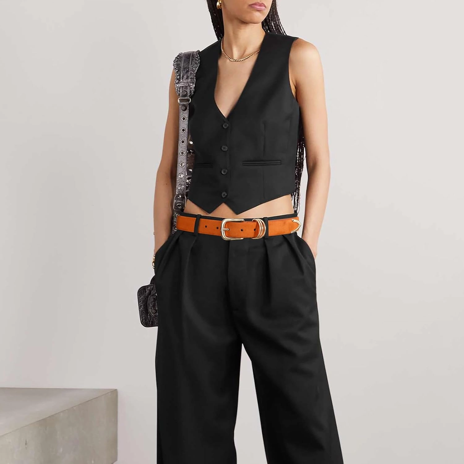 Women's Leather Belts with Gold Buckle Fashion Leather Waist Belt Elegant Ladies Belts for Jeans Dress & Casual Wear