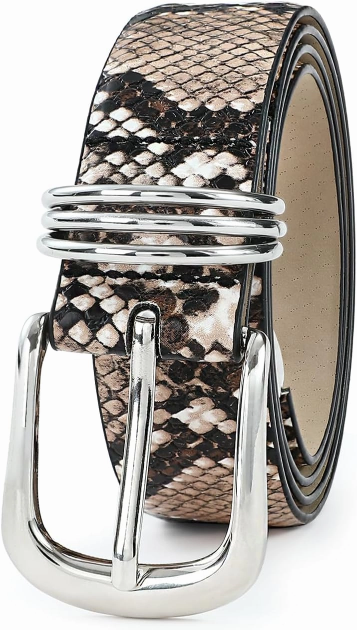 Women's Leather Belts with Gold Buckle Fashion Leather Waist Belt Elegant Ladies Belts for Jeans Dress & Casual Wear