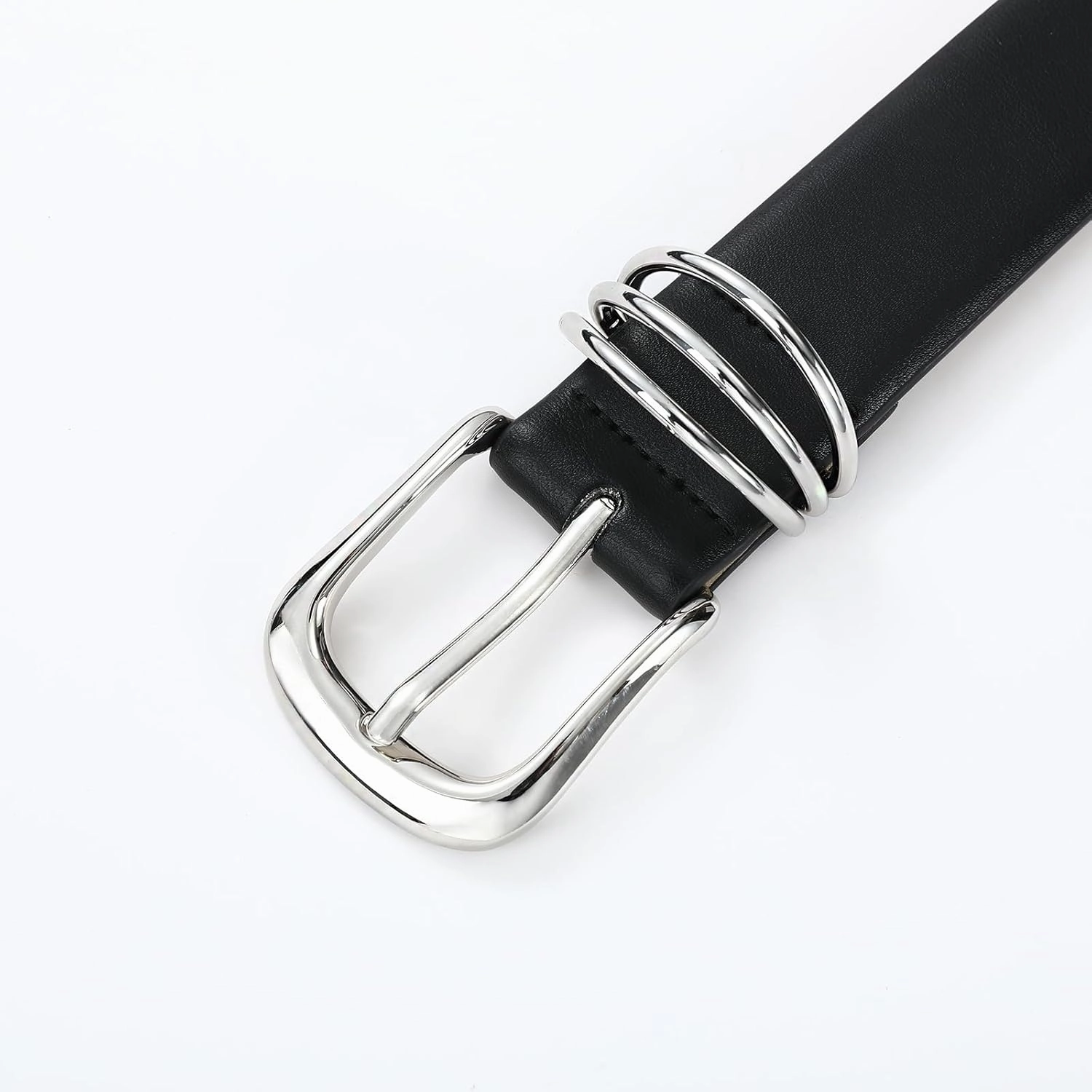 Women's Leather Belts with Gold Buckle Fashion Leather Waist Belt Elegant Ladies Belts for Jeans Dress & Casual Wear