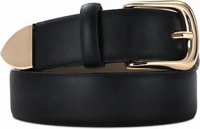 Women's Leather Belts with Gold Buckle Fashion Leather Waist Belt Elegant Ladies Belts for Jeans Dress & Casual Wear