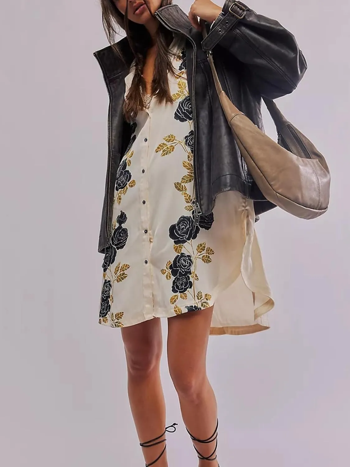 Women's Button Down Floral Print Shirt Dress Fall Fashion Long Sleeve Oversized Lightweight Blouses Tops