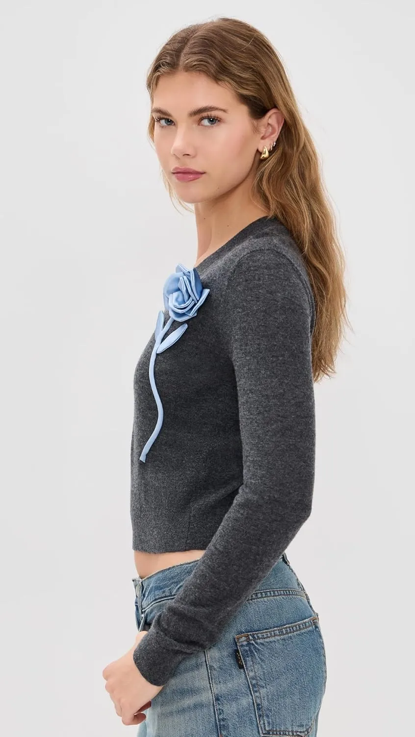 Women's Charcoal Blue Rose Sweater