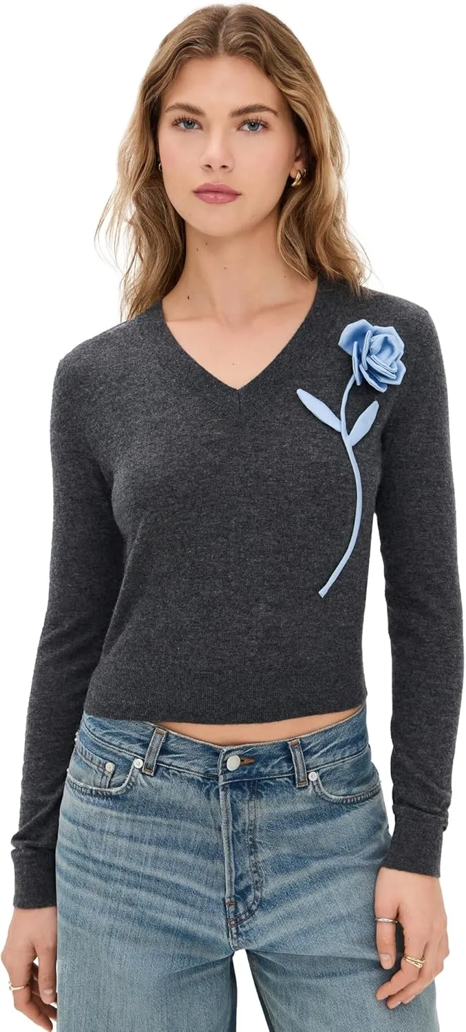 Women's Charcoal Blue Rose Sweater