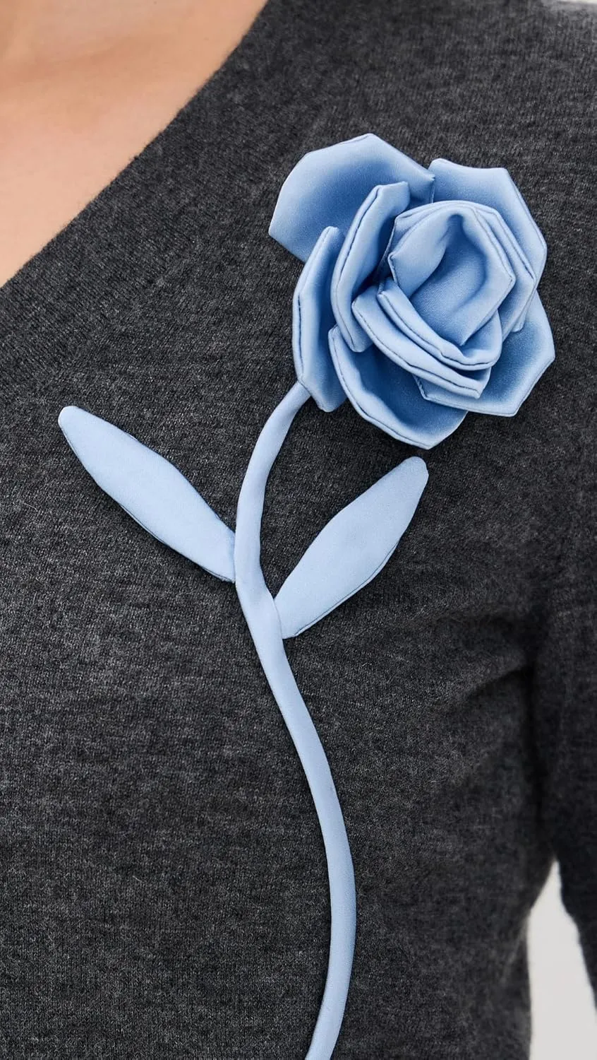 Women's Charcoal Blue Rose Sweater
