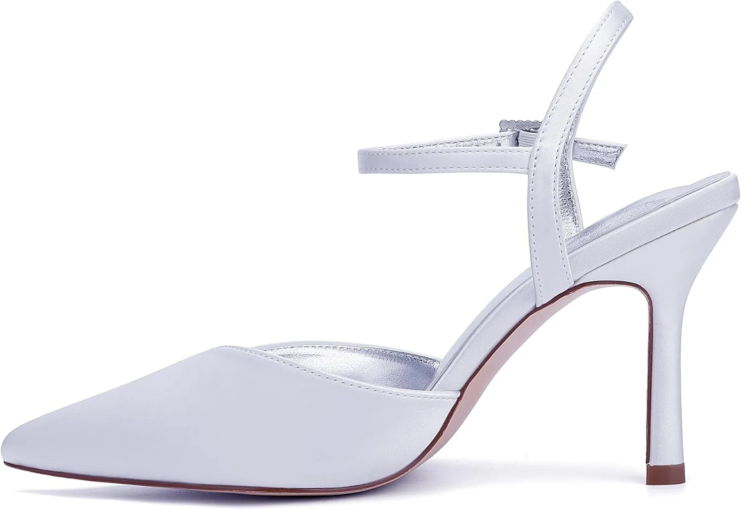 Women's Closed Toe Slingback Heels Wedding High Stiletto Satin Bridal Pumps Dressy Prom Party Shoes