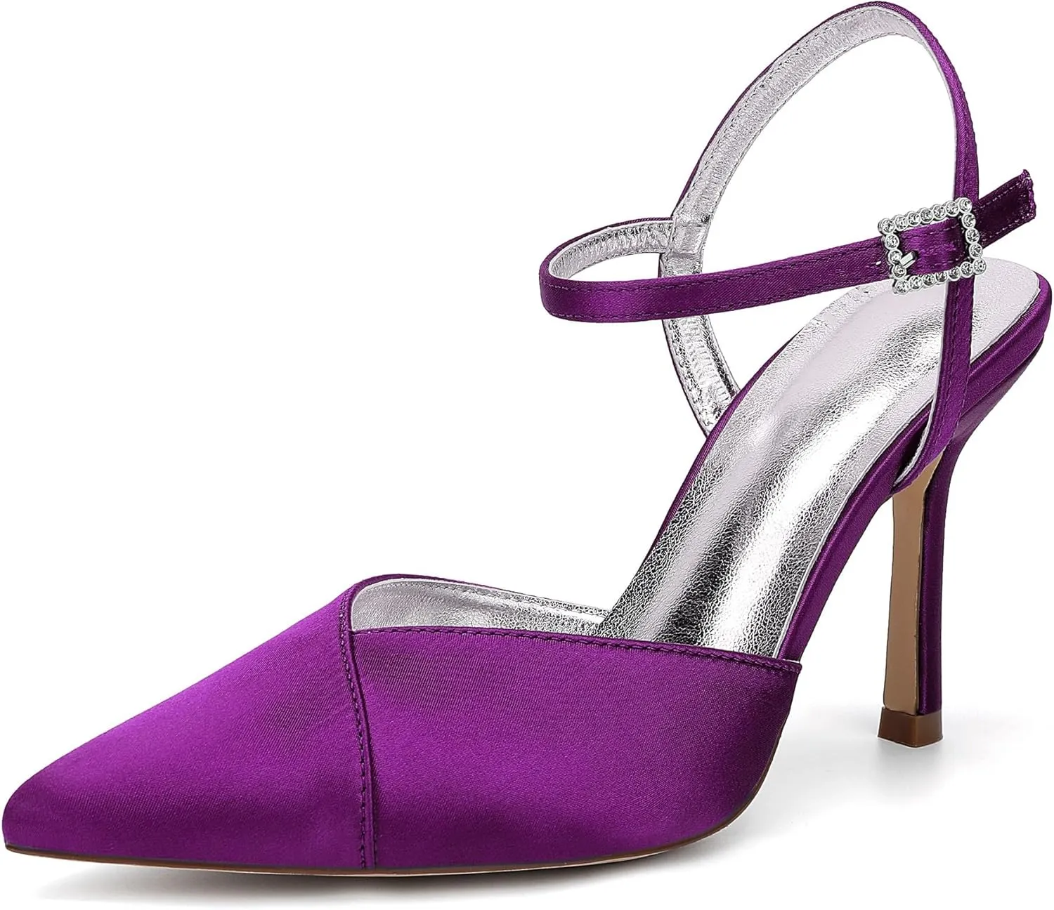 Women's Closed Toe Slingback Heels Wedding High Stiletto Satin Bridal Pumps Dressy Prom Party Shoes