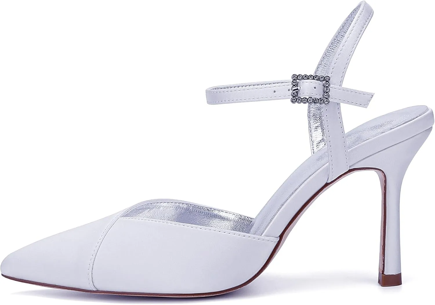 Women's Closed Toe Slingback Heels Wedding High Stiletto Satin Bridal Pumps Dressy Prom Party Shoes