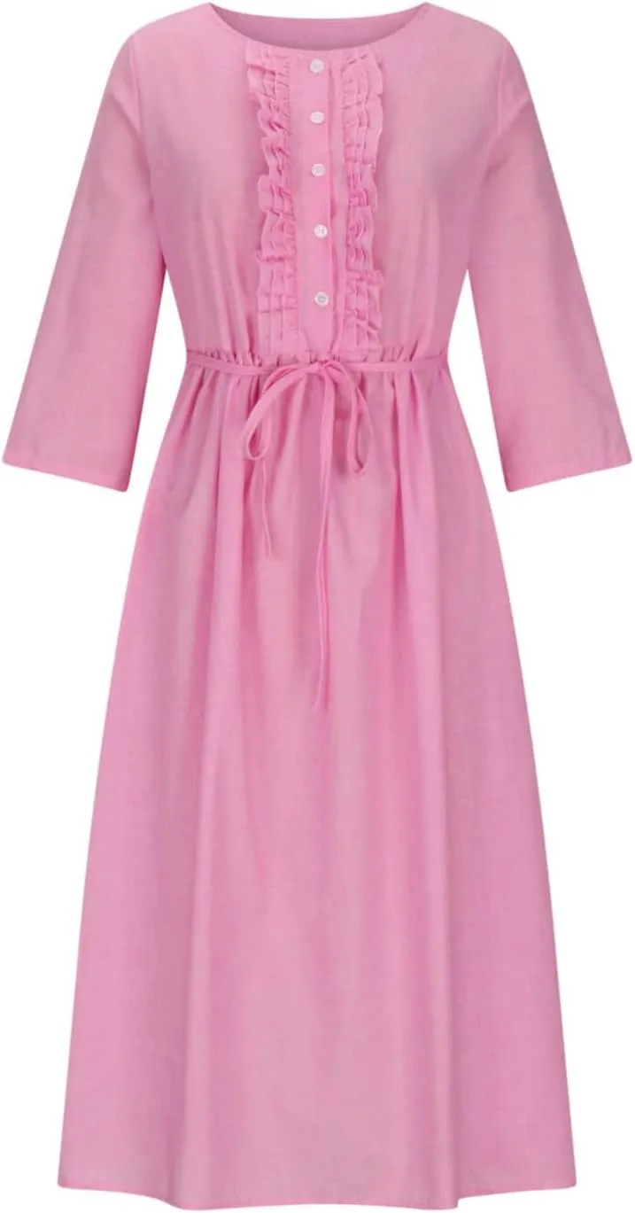 Women's Cotton Linen Casual Dresses 2024 Boho Flowy Dress Flowy Summer Midi Dresses Dressy Ladies Trendy Clothing
