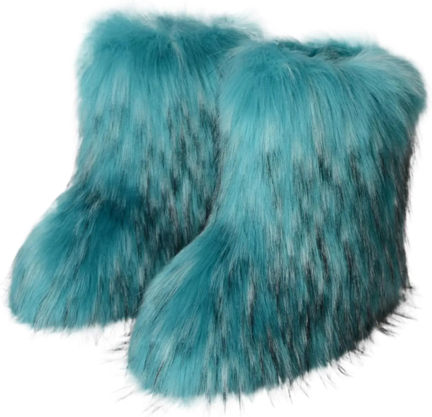 Women's Faux Fur Boot Furry Fluffy Round Toe Suede Winter Comfy Plush Warm Short Outdoor Indoor Flat Shoes Mid-Calf Boots Fashion Furry Booties Comfortable Winter Shoes