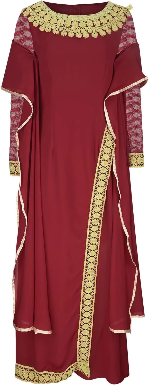 Womens Medieval Dress Victorian Costumes Renaissance Long Dress Lace Court Style Queen Dresses Cosplay Retro Gown