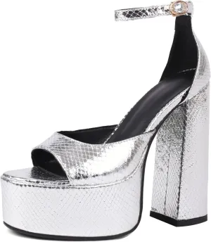 Women's Metallic Gold Platform Heele Sandals