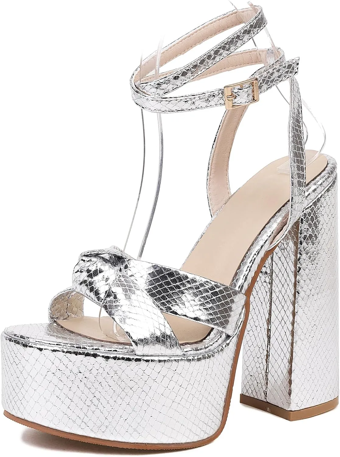 Women's Metallic Gold Platform Heele Sandals
