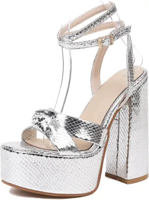 Women's Metallic Gold Platform Heele Sandals