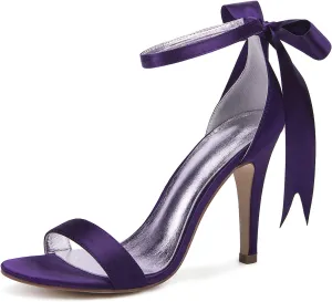 Womens Peep Toe Pumps Bow Ribbon Satin High Heel Sandal Fashion Party Wedding Bridal Dress Prom Sandals