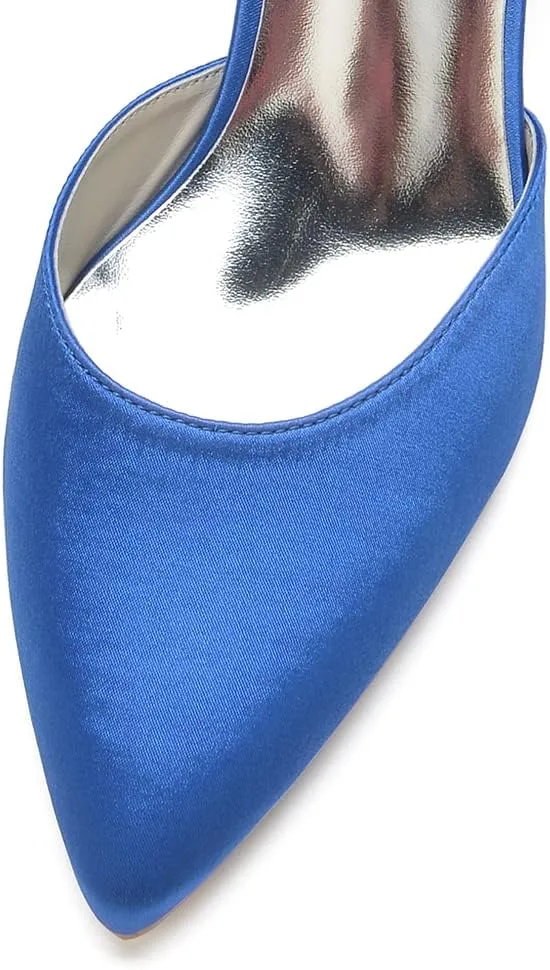 Women's Pointed Toe Chunky Block Heels Wedding Shoes for Bride Closed Toe High Heeled Wedding Bridal Dressy Shoes