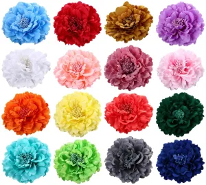 Womens Rose Flower Hair Clip Flower Brooch for Bridal Headpiece,Flamenco Dancer (Pack of 16 Peony)