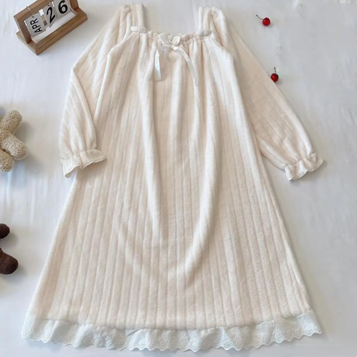 Womens Solid Coloured Flannel Thickened Padded Warm Of The Nightgown Over The Head Type Of Homewear Soft Comfy Pants