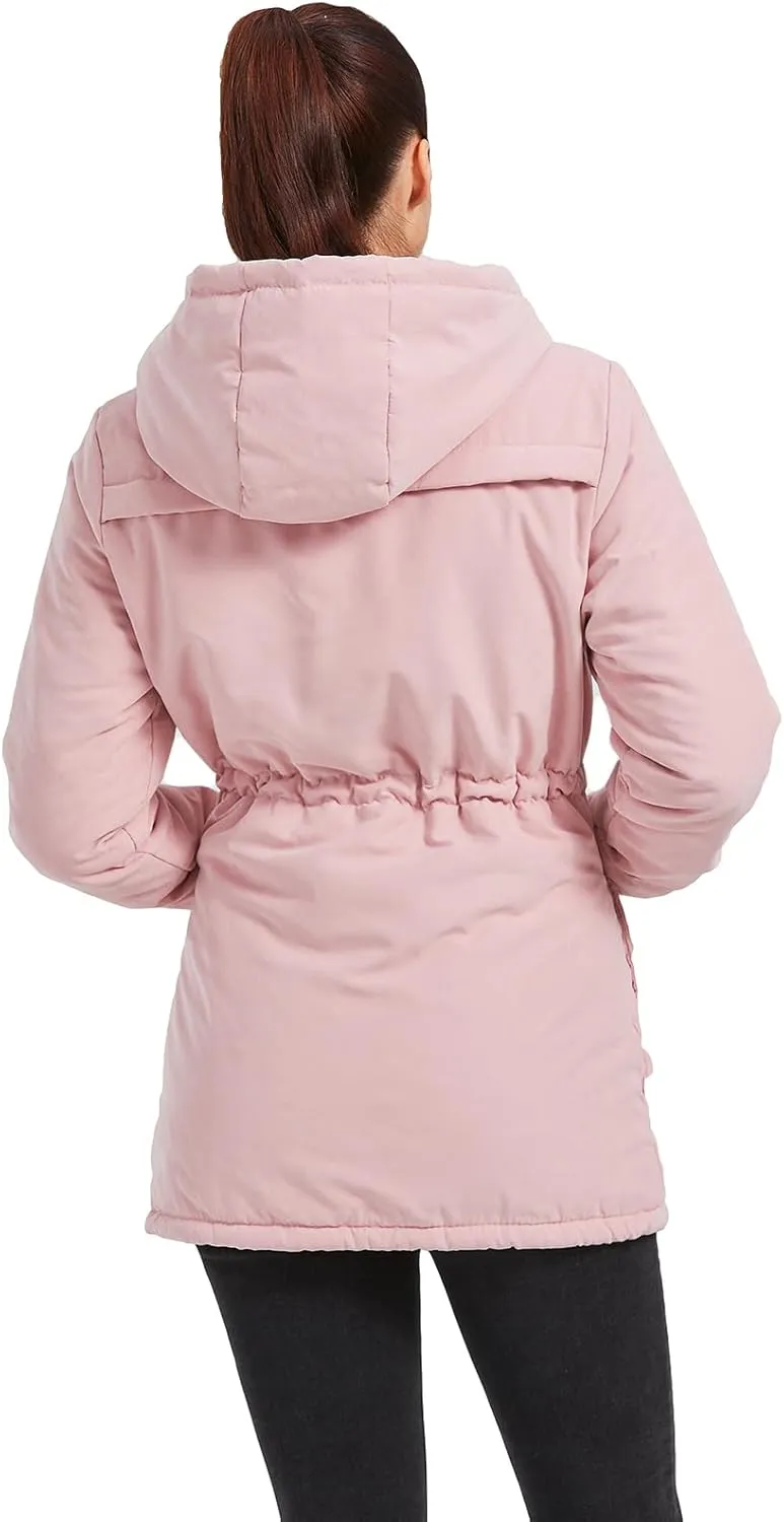 Women's Winter Mid Length Thick Warm Faux Lamb Wool Lined Jacket Coat