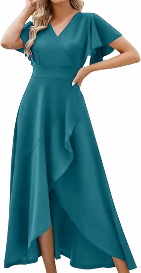 Womens Summer Dress Elegant Formal Party Dress Oversized Short Sleeve High Waist Long Dress Beautiful Princess Gown